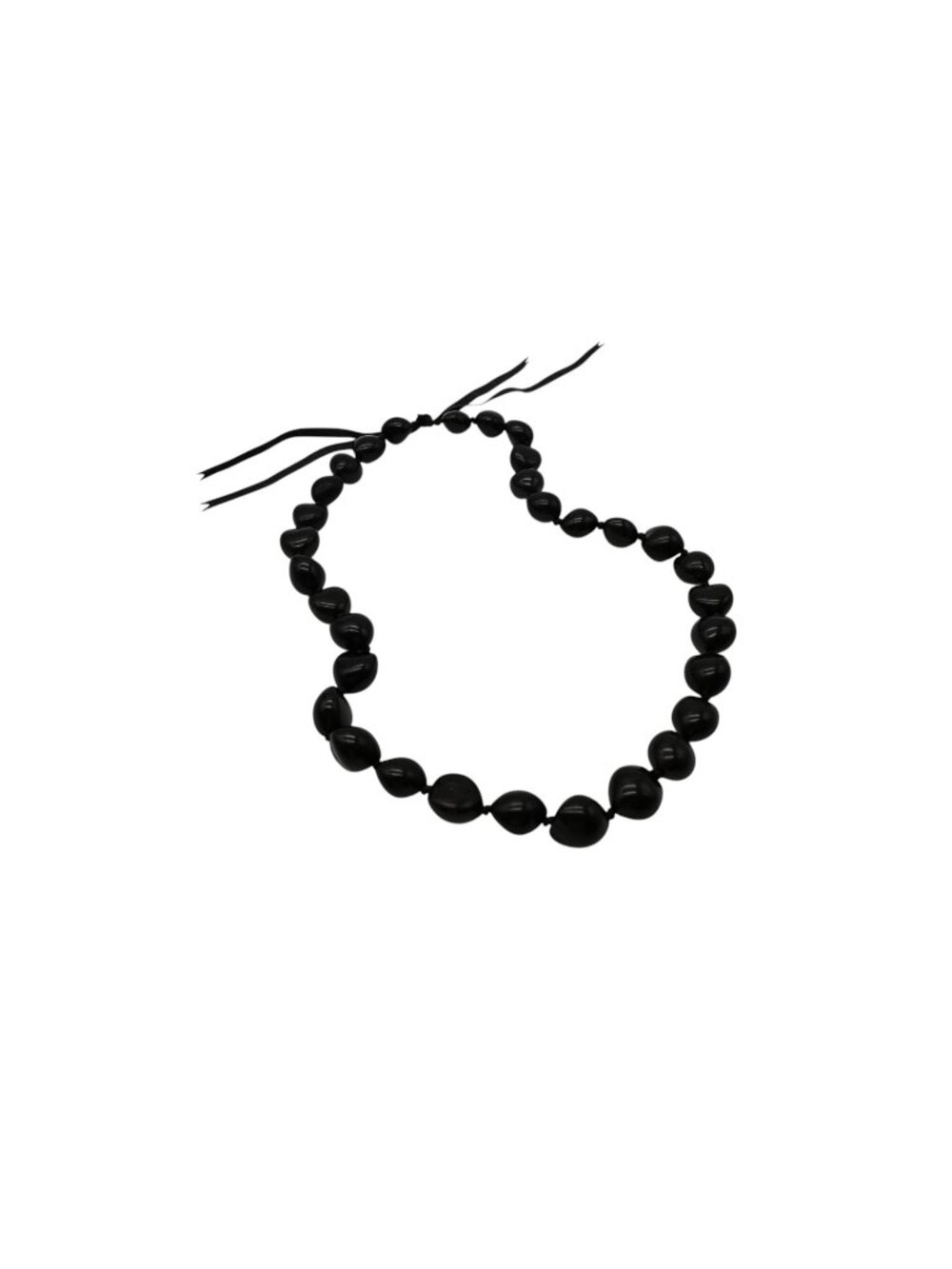 Unbranded Hawaiian Black Kukui Nut Shell Necklace Hand Knotted Lei Jewelry
